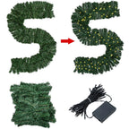 16FT Christmas Garland with LED Lights Pre Lit Stairs Home Fireplace Bushy Pine — alternate product view 13