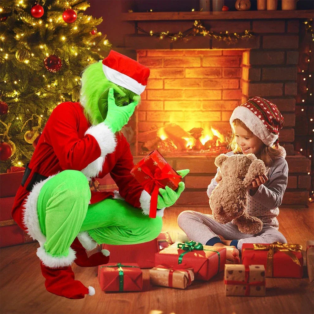 Adult Santa Grinch Costume Xmas Cosplay Men Christmas Santa Fancy Dress Full Set — alternate product view 4