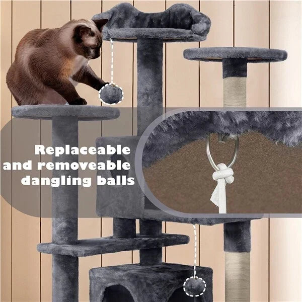 Cat Tree Cat Tower Cat Condo with Scratching Posts & Ladder for Cats Kittens — alternate product view 5