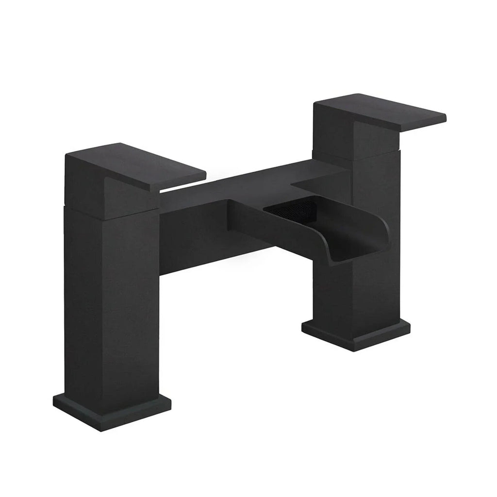 Bathroom Modern Waterfall Black Basin Sink Mono Square Mixer Tap Filler Waste — Bath mixer tap — product view