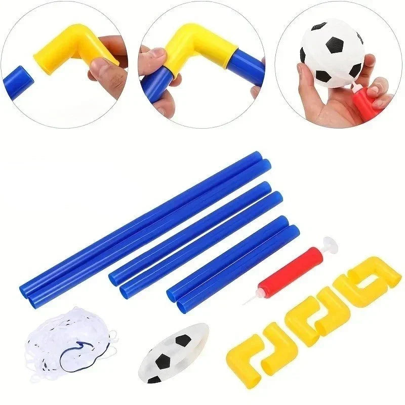 2 x Children's Football Soccer Goals, Ball, Pump Posts & Nets Indoor Outdoor Set — alternate product view 5