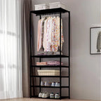 Heavy Duty Clothes Rail Garment Hanging Rack Shoe Storage Shelf Display Black — alternate product view 2