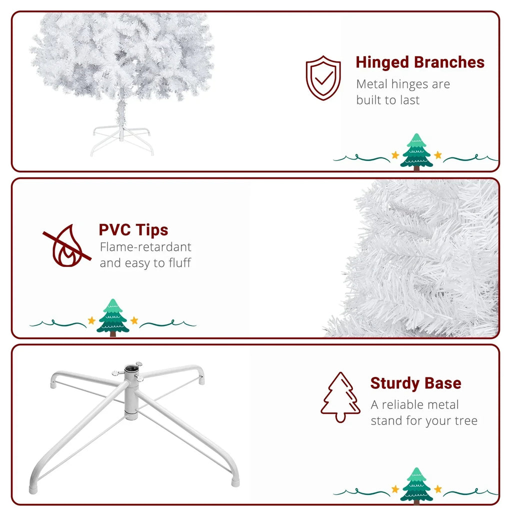 Large 6FT Christmas Tree Artificial Xmas Tree White With Stand Festive Decor — alternate product view 7