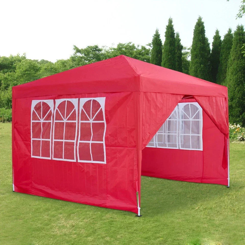 3x3M Heavy Duty Gazebo Marquee Popup Water- proof Garden Party Tent 4 WallSides — Red — product view
