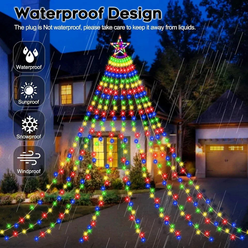 Christmas Tree Decorations Outdoor Star String Waterfall Lights 350LED Xmas Tree — alternate product view 2