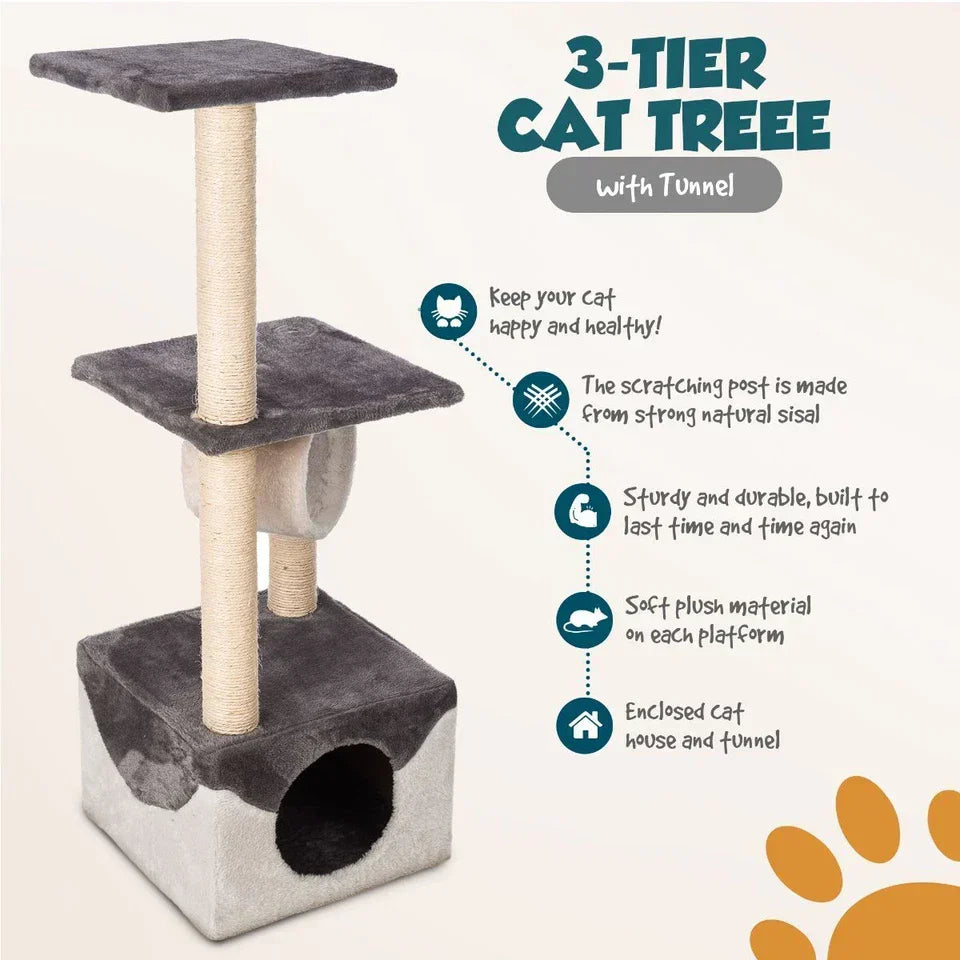 Cat Tree Scratching Tower House Activity Center Post Climbing Hammock — alternate product view 7