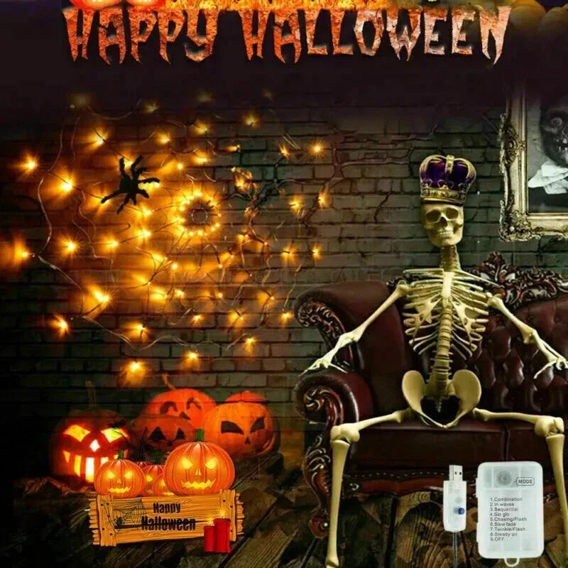 100cm LED Light Halloween Decoration Giant Spider Web Party Props Outdoor Decor — alternate product view 4