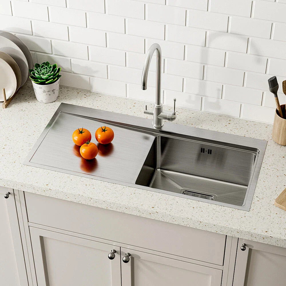 1.0 Bowl Stainless Steel Inset Kitchen Sink With Left Hand Drainer Free Waste — alternate product view 2