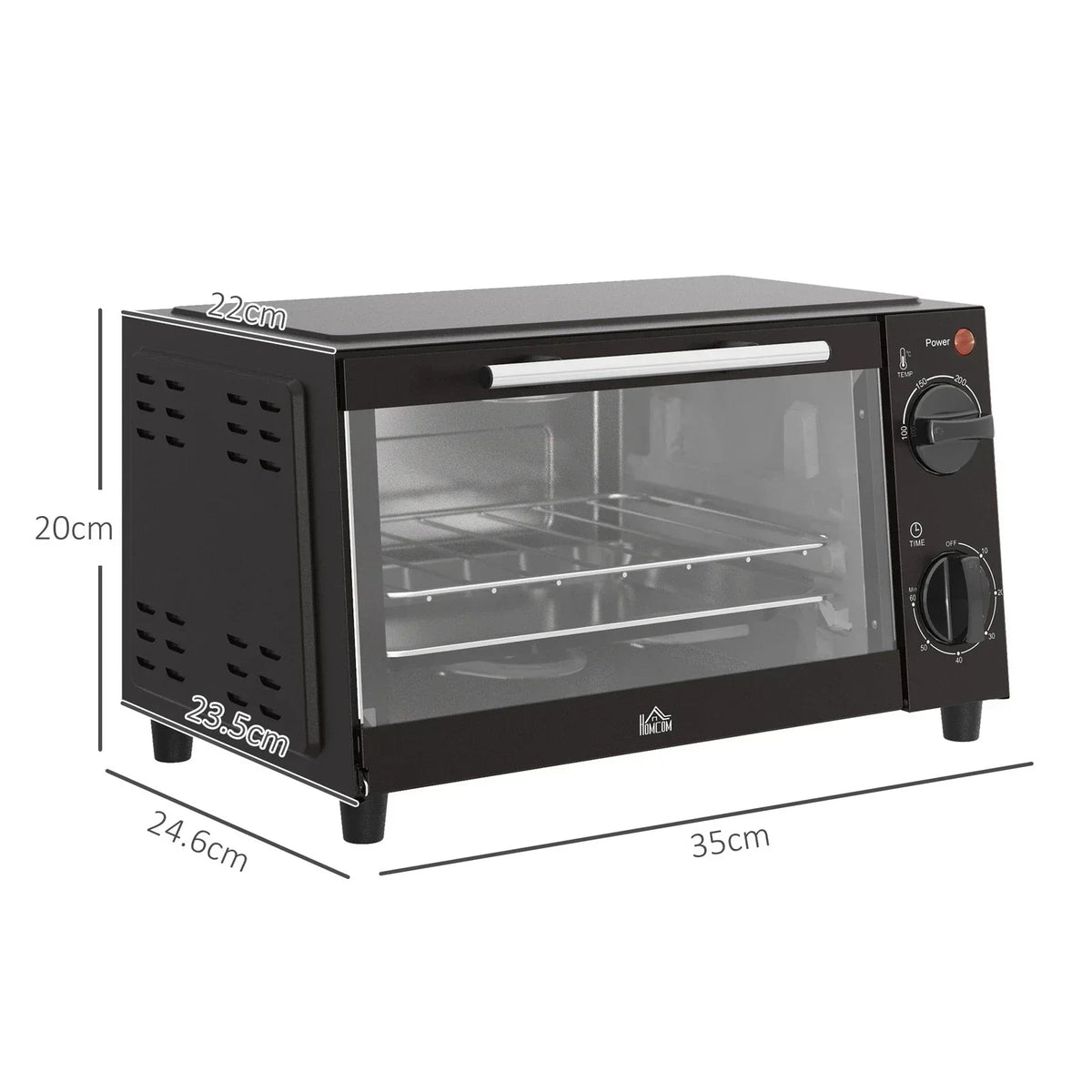 HOMCOM 9L Mini Oven with 60-Minute Timer — 750W Black — alternate product view 4