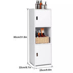 Waterproof Bathroom Storage Cabinet Free Standing Cabinet Organizer Unit White — on a clean white background