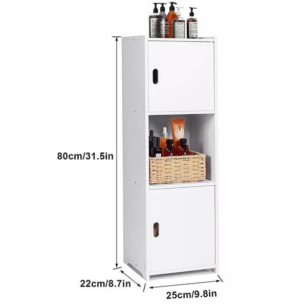 Waterproof Bathroom Storage Cabinet Free Standing Cabinet Organizer Unit White — on a clean white background