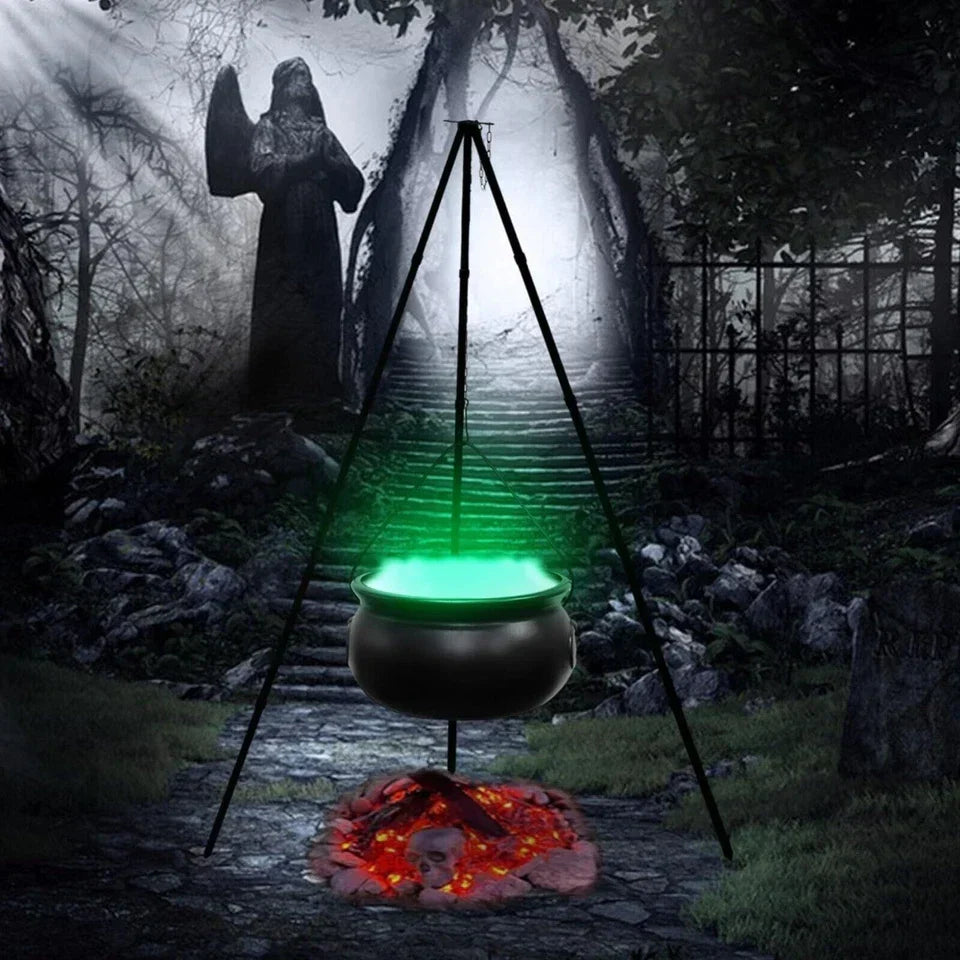 Halloween Decor Outdoor Large Witches Cauldron on Tripod with Light Yard Decor — alternate product view 3