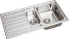 Stainless Steel 1.5 Bowl Inset Kitchen Sink Left Hand Modern Drainer Wastes — alternate product view 4