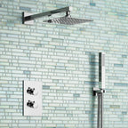 Modern Concealed Square Shower Brass Valve Mixer Twin Head Shower Set Chrome — alternate product view 5