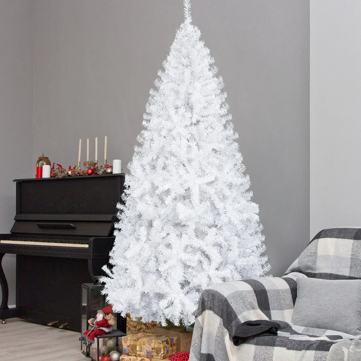 Large 6FT Christmas Tree Artificial Xmas Tree White With Stand Festive Decor — alternate product view 2