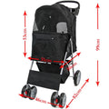 Pet Stroller Dog Cat Puppy Pram Pushchair Travel Cart Jogging Buggy Carrier — Black — product view