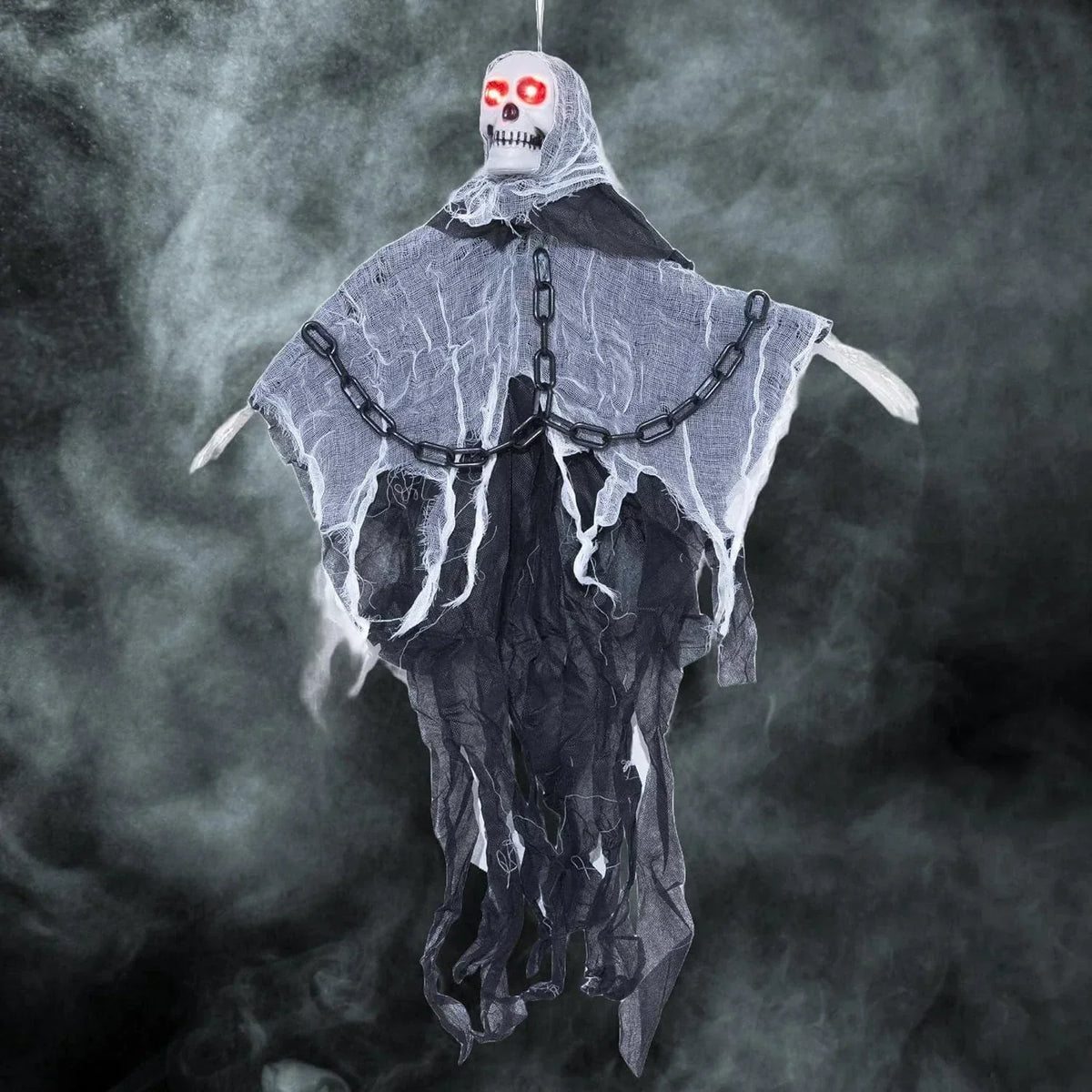 90cm LED Flashing Eyes Skeleton in Chain Sound Effect Halloween Hanging Decor — main product view