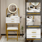 Modern Vanity Dressing Table LED Light Mirror Stool Shelves 2 Drawers Compact — alternate product view 5