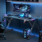 Gaming Desk LED RGB Computer Table Workstation w/ Cup Holder & Headphone Hook — alternate product view 5