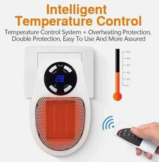 500W Mini Ceramic Wall Heater Room Radiator Warmer with Remote — alternate product view 2