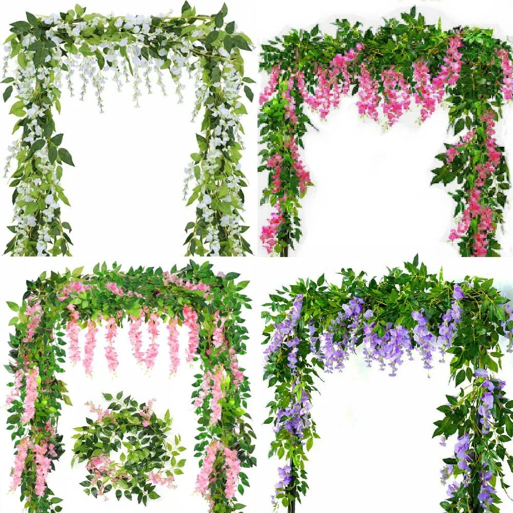 2X7FT Artificial Wisteria Vine Garland Foliage Flower Plant Trailing Home Decor — alternate product view 2