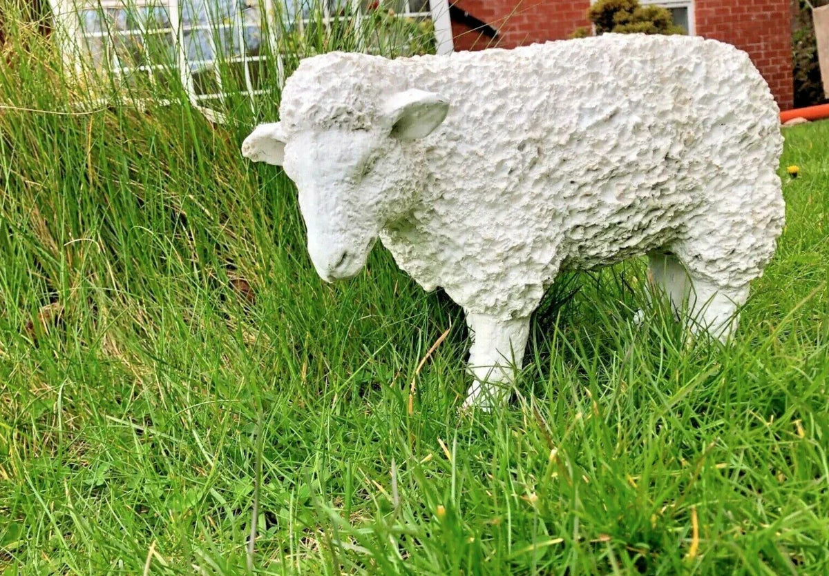 Spring Lamb Garden Ornament Resin Laying Down Sheep Statue Farmyard Gift Garden — Sheep white side — product view