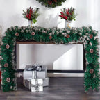 9ft Christmas Garland Snow Flocked With Lights Pinecones Berries Wreath Bushy — alternate product view 4