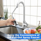 360° Kitchen Sink Mixer Taps Pull Out Spout Spray Single Lever Modern — alternate product view 5