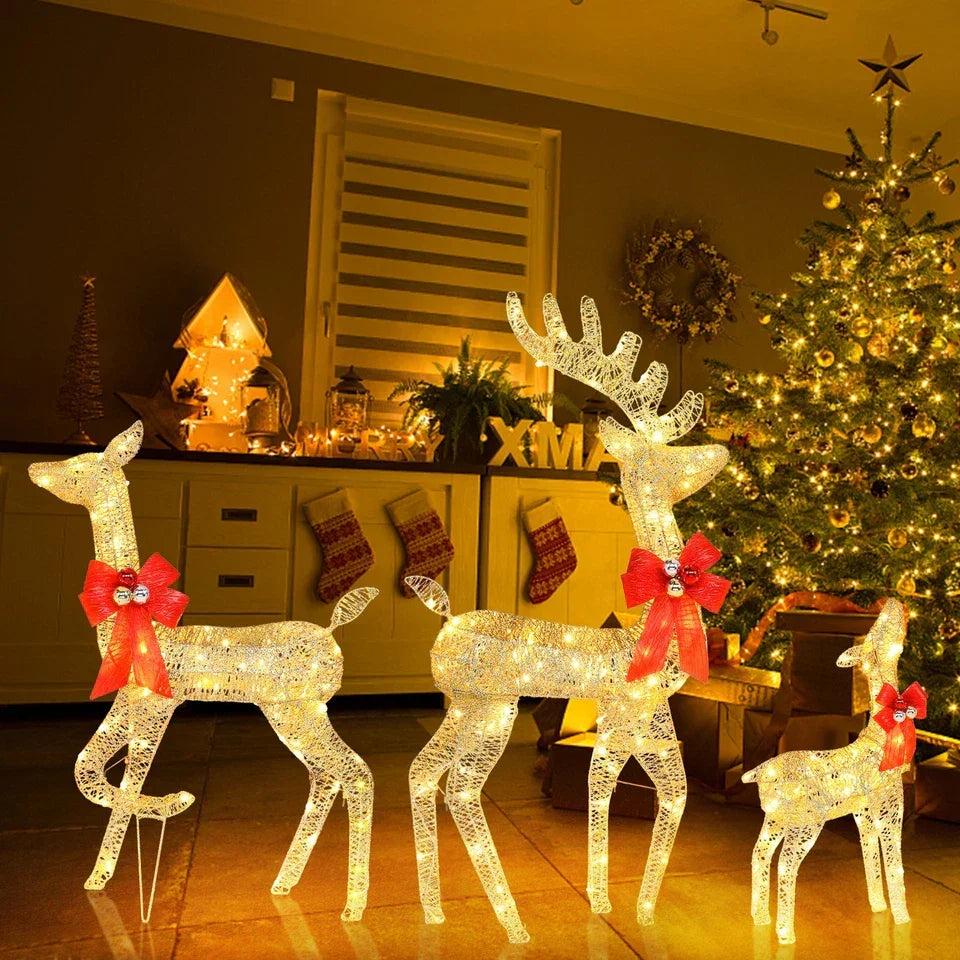 Set of 3 Pre lit Reindeer Deer Family LED Lights Outdoor Garden Xmas Decoration — alternate product view 2