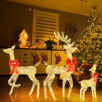 Set of 3 Pre lit Reindeer Deer Family LED Lights Outdoor Garden Xmas Decoration — alternate product view 2