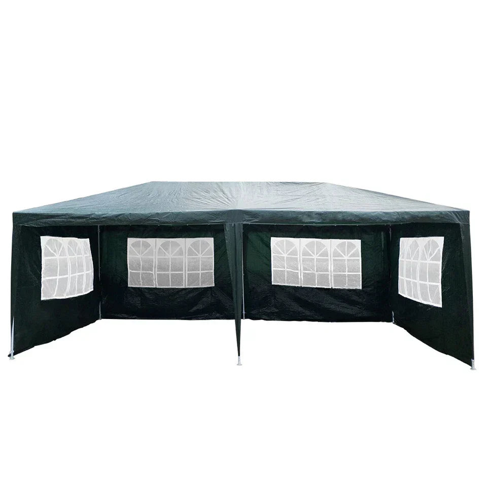 Gazebo Marquee Canopy Outdoor Patio Garden Wedding Party Tent — 4 side walls — Green — on a clean white background
