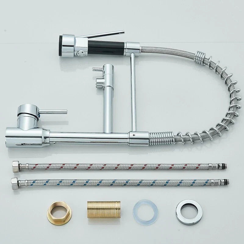 Modern Monobloc Pull Out Kitchen Mixer Tap Dual Spout Spray Single Lever Chrome — alternate product view 7