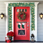 9ft Bushy Pine XMAS Christmas Garland with Lights for Stairs Outdoor Decorations — main product view