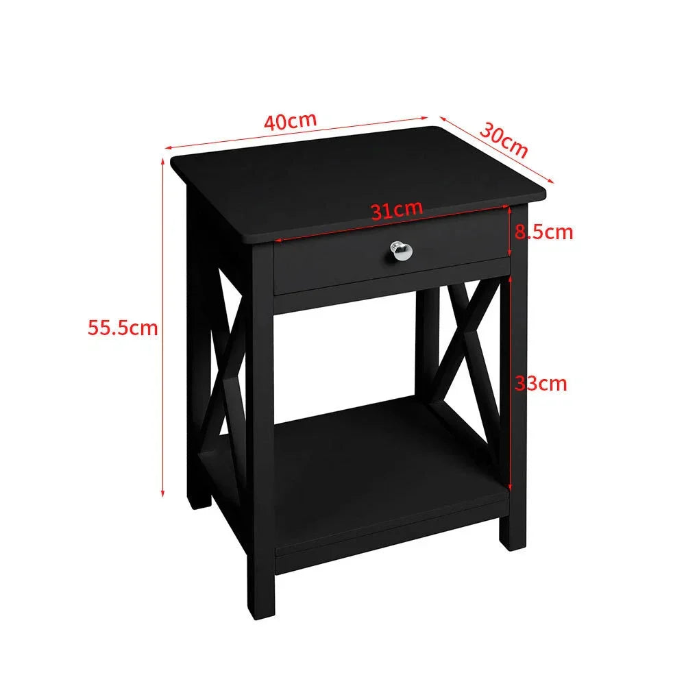 Bedside Table Cabinet Nightstand Small Side End Table Storage Drawer Organizer — on a clean white background
