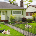 Garden Fence 5 Panels Metal Wrought Iron Railings Decorative Fencing — alternate product view 3