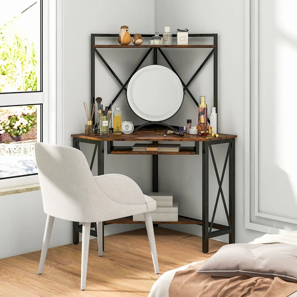 Corner Desk Space-Saving Computer Desk Home Office Study Writing Desk w/Shelves — alternate product view 4