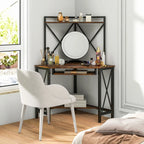 Corner Desk Space-Saving Computer Desk Home Office Study Writing Desk w/Shelves — alternate product view 4