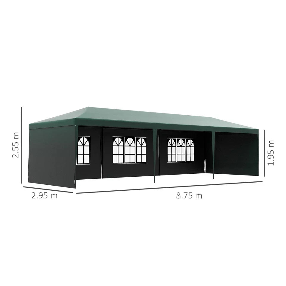 9m x 3m Outdoor Garden Gazebo Wedding Party Tent Canopy Marquee Green — on a clean white background