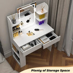 Dressing Table Makeup Desk Vanity Desk With 2 Drawers & LED Mirror & 4 Shelves — alternate product view 3