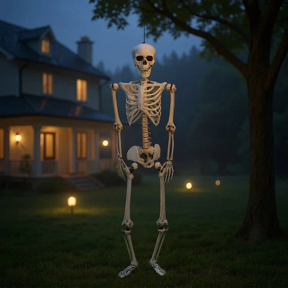 170cm Full Life Size Halloween Hanging Human Skeleton Bones Posable Skull Party — alternate product view 10