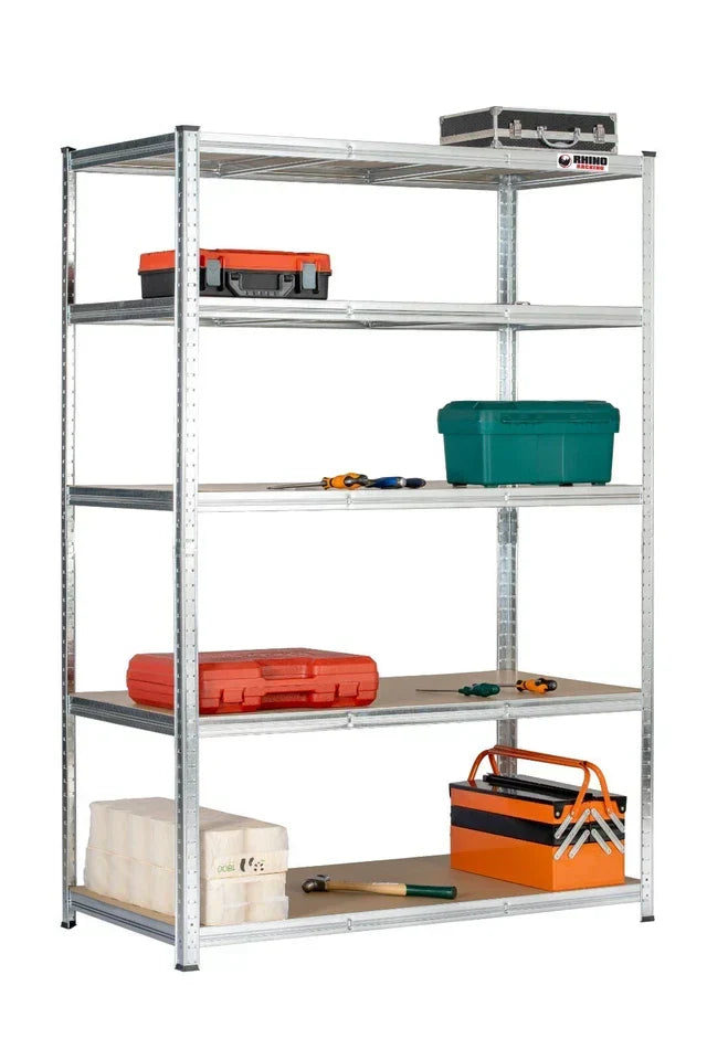 5 Tier Blue Metal Garage Shelving Unit 1000kg 180x120x60cm — on a clean white background