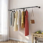 6ft Heavy Duty Clothes Rail Pipe Garment Rack Wall Mounted Hanging Clothing Pole — alternate product view 2