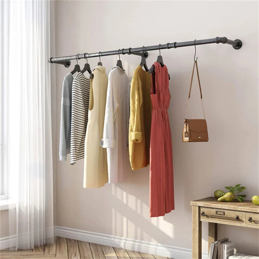 6ft Heavy Duty Clothes Rail Pipe Garment Rack Wall Mounted Hanging Clothing Pole — alternate product view 2