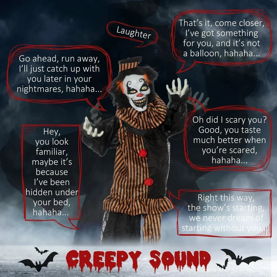 67" Animated Prop Circus Clown, Indoor Outdoor Halloween Decorations — alternate product view 5