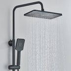 Black Exposed Bathroom Shower Twin Head Large Bar Set Square Valve Rail Hose Tap — alternate product view 3