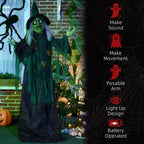 6ft Animated Halloween Witch Prop Outdoor Decoration with Glowing Eyes & Hear — alternate product view 5