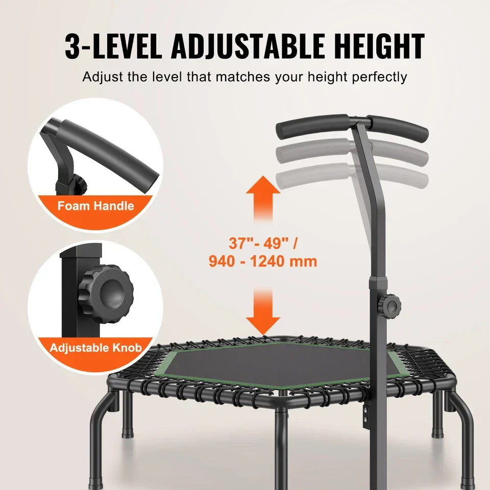54.5" Mini Fitness Trampoline Adults Indoor Exercise Rebounder with Handle — alternate product view 4