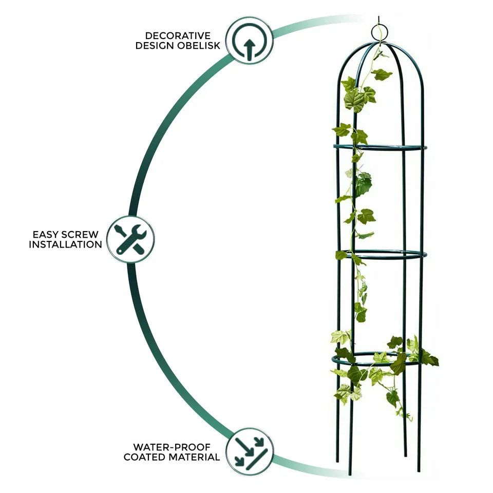 1.9m Garden Obelisk Black Metal Outdoor Trellis Climbing Plant Support Frame — alternate product view 4
