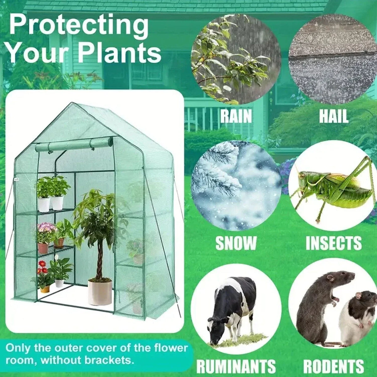 Replacement Spare PE Cover for Walk In Greenhouse Green House Garden — alternate product view 5
