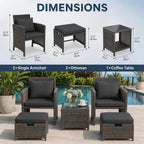 5 Piece Rattan Garden Furniture Patio Sofa Chairs Table Outdoor Conservatory Set — alternate product view 3